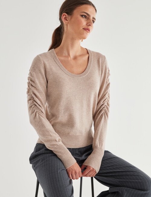 State of play Wool Cashmere Long Sleeve Sweater, Oatmeal Marle product photo View 04 L