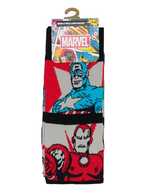 Licensed Marvel Crew Sock, 2-Pack, Assorted, Black product photo View 02 L