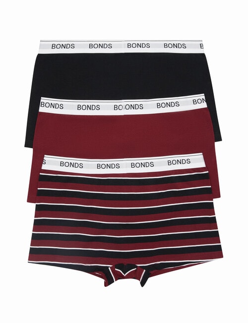 Bonds Guyfront Stripe Trunk, 3-Pack, Black & Astor Red product photo View 02 L