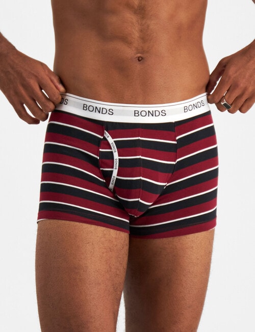 Bonds Guyfront Stripe Trunk, 3-Pack, Black & Astor Red product photo View 03 L