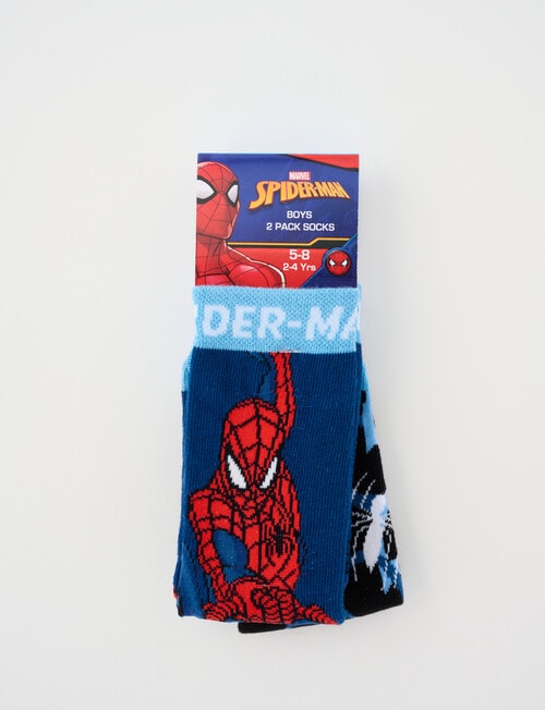 Licensed Marvel Spider Man Crew Sock, 2-Pack, Navy Blue product photo View 02 L
