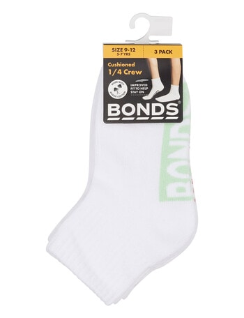 Bonds Bonds Logo Quarter Crew 3 Pack White Green Pink product photo