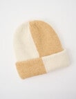 Whistle Accessories ColourBlock Beanie, Caramel & Ivory product photo