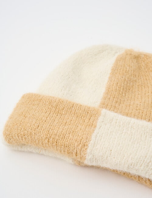 Whistle Accessories ColourBlock Beanie, Caramel & Ivory product photo View 02 L
