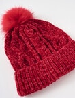 Boston + Bailey Chenille Pompom Beanie, Red product photo View 02 S