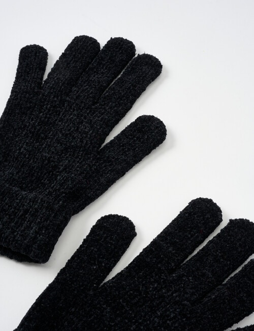 Boston + Bailey Chenille Gloves, Black product photo View 02 L