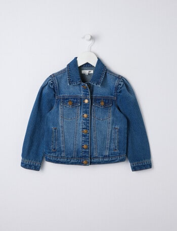 Mac & Ellie Denim Puff Sleeve Jacket, Mid Blue product photo
