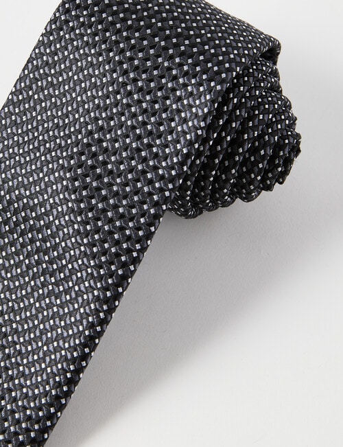 Laidlaw + Leeds Dobby Waves Tie, 7cm, Black product photo View 02 L