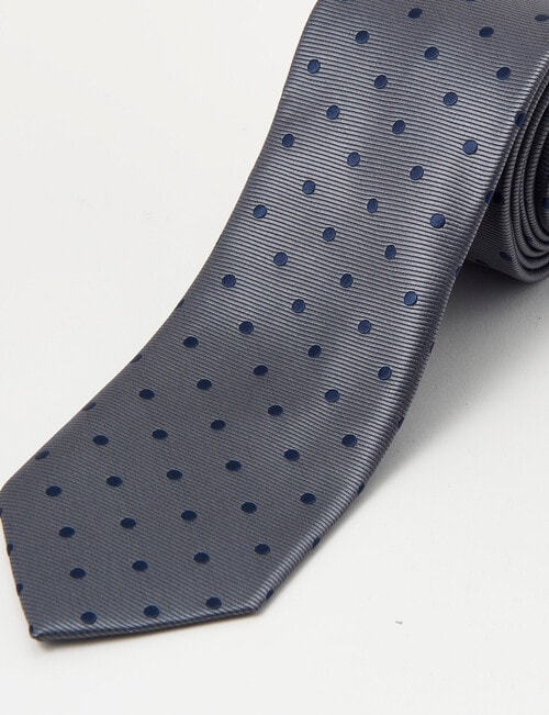 Laidlaw + Leeds Dot Textured Tie, 7cm, Grey product photo View 02 L