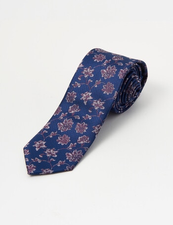 Laidlaw + Leeds Floral Textured Tie, 7cm, Navy product photo