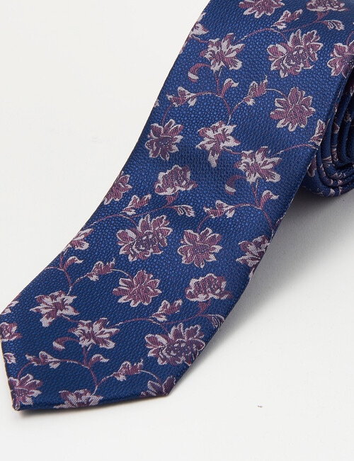 Laidlaw + Leeds Floral Textured Tie, 7cm, Navy product photo View 02 L