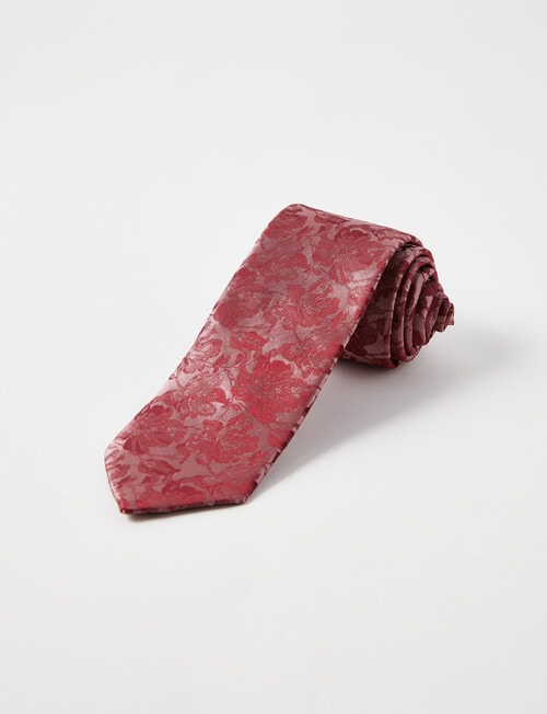 Laidlaw + Leeds Floral Tonal Tie, 7cm, Burgundy product photo