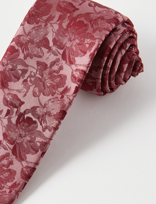 Laidlaw + Leeds Floral Tonal Tie, 7cm, Burgundy product photo View 02 L