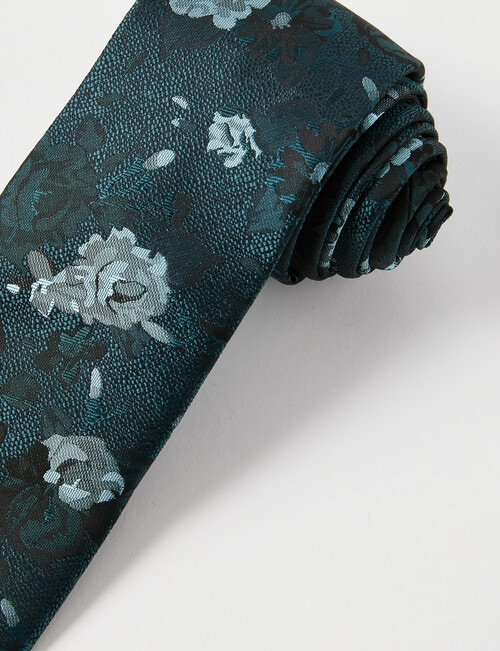 Laidlaw + Leeds Floral Tonal Tie, 7cm, Petrol product photo View 02 L