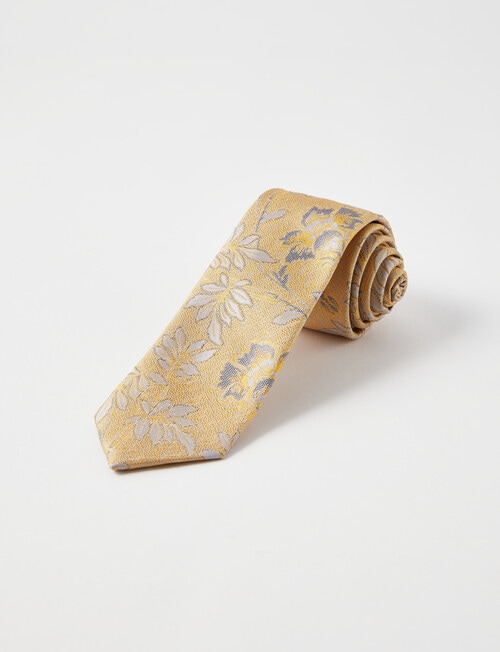 Laidlaw + Leeds Floral Tonal Tie, 7cm, Gold product photo