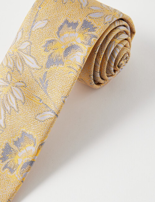 Laidlaw + Leeds Floral Tonal Tie, 7cm, Gold product photo View 02 L
