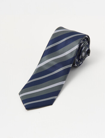 Laidlaw + Leeds Stripe Fancy Tie, 7cm, Navy product photo