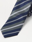 Laidlaw + Leeds Stripe Fancy Tie, 7cm, Navy product photo View 02 S