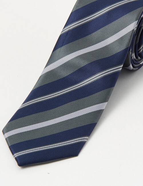 Laidlaw + Leeds Stripe Fancy Tie, 7cm, Navy product photo View 02 L