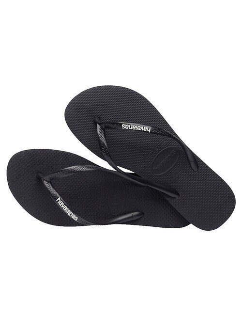 Havaianas Slim Logo Pop-Up Jandal, Black & White product photo View 05 L