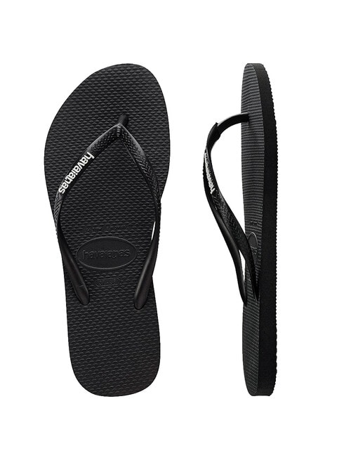 Havaianas Slim Logo Pop-Up Jandal, Black & White product photo View 02 L