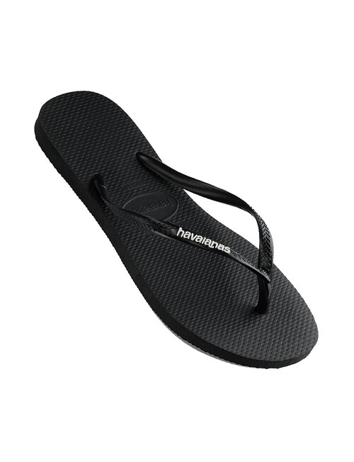 Havaianas Slim Logo Pop-Up Jandal, Black & White product photo View 03 L