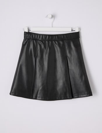 Switch Faux Leather Pleated Skirt, Black product photo