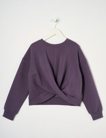 SUPERFIT GIRL Twist Front Sweatshirt, Midnight Purple product photo