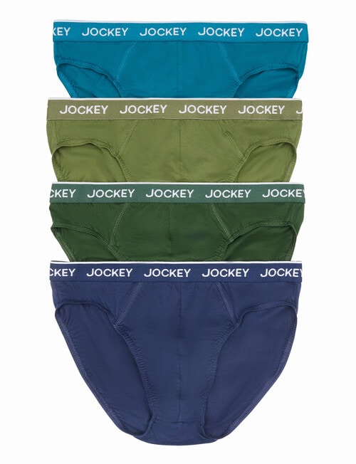 Jockey Cotton Brief, 4-Pack, Navy, Teal & Green product photo
