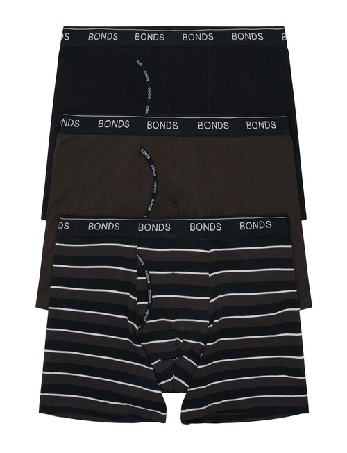 Bonds Guyfront Stripe Mid Trunk, 3-Pack, Black & Brown product photo