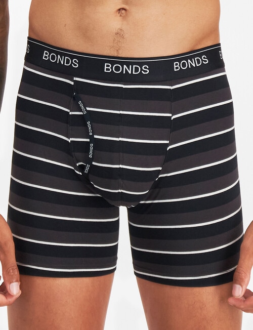 Bonds Guyfront Stripe Mid Trunk, 3-Pack, Black & Brown product photo View 02 L