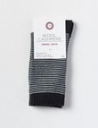 DS Socks Merino Cashmere Stripe Crew Socks, Black & Grey Marle, 5-11 product photo View 02 S
