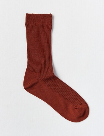 DS Socks Merino Ribbed Crew Socks, Fired Brick, 5-11 product photo