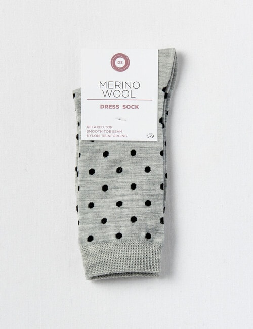 DS Socks Merino Spots Crew Socks, Light Grey & Black, 5-11 product photo View 02 L