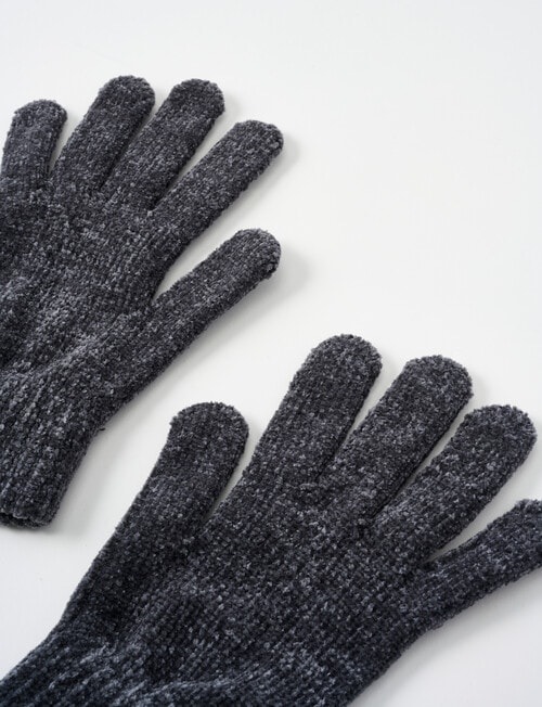 Boston + Bailey Chenille Gloves, Charcoal product photo View 02 L