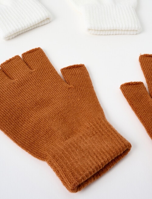 Boston + Bailey Fingerless Gloves, 2-Pack, Ivory & Bronze product photo View 02 L