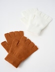 Boston + Bailey Fingerless Gloves, 2-Pack, Ivory & Bronze product photo View 03 S