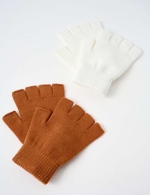 Boston + Bailey Fingerless Gloves, 2-Pack, Ivory & Bronze product photo View 03 L