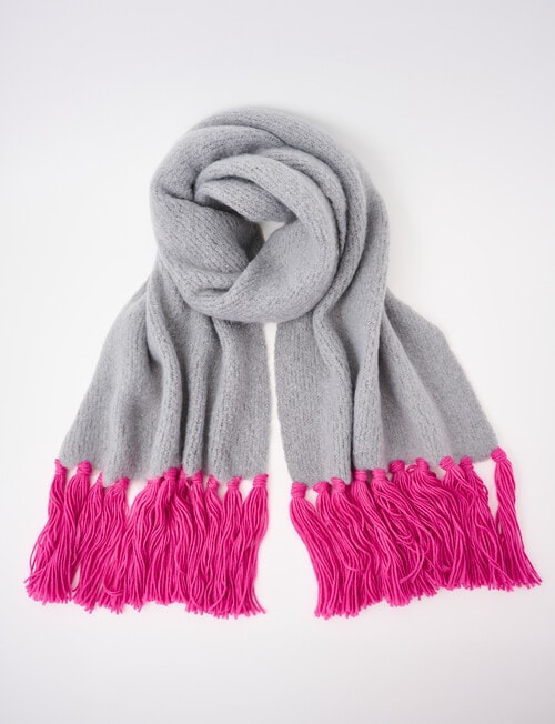 Whistle Accessories Contrast Blanket Scarf, Grey & Pink product photo