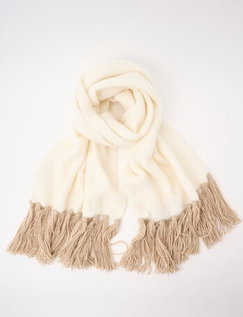 Whistle Accessories Contrast Blanket Scarf, Ivory & Oatmeal product photo