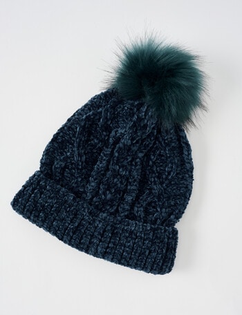 Boston + Bailey Chenille Pompom Beanie, Teal product photo