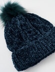 Boston + Bailey Chenille Pompom Beanie, Teal product photo View 02 S