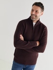 Chisel Quarter Zip Textured Sweater, Burgundy Marle product photo