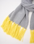 Whistle Accessories Contrast Blanket Scarf, Grey & Yellow product photo View 02 S