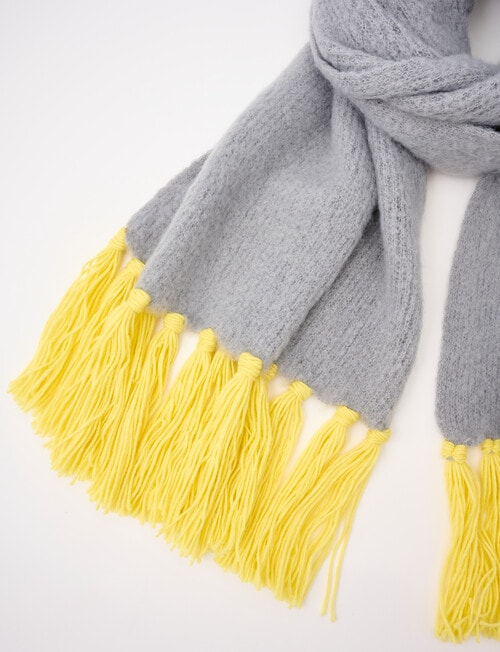Whistle Accessories Contrast Blanket Scarf, Grey & Yellow product photo View 02 L