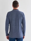 Chisel Houndstooth Long Sleeve Polo, Blue product photo View 02 S