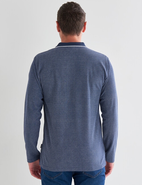 Chisel Houndstooth Long Sleeve Polo, Blue product photo View 02 L