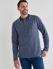 Chisel Houndstooth Long Sleeve Polo, Blue product photo View 05 S