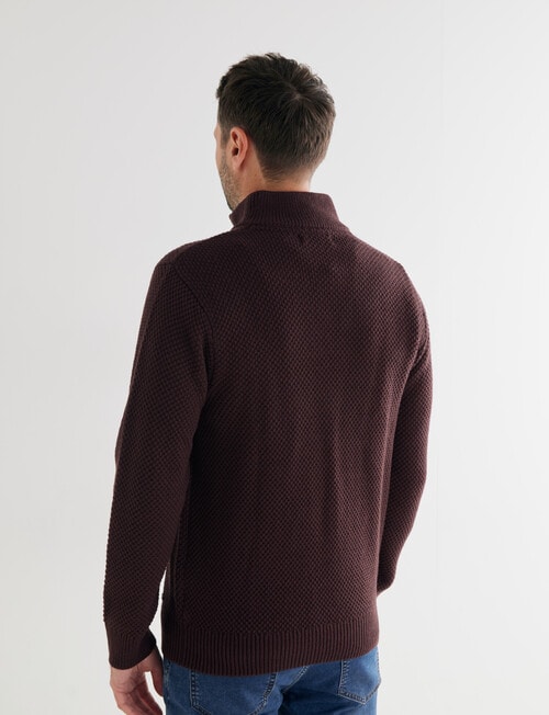 Chisel Quarter Zip Textured Sweater, Burgundy Marle product photo View 02 L