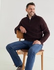 Chisel Quarter Zip Textured Sweater, Burgundy Marle product photo View 03 S